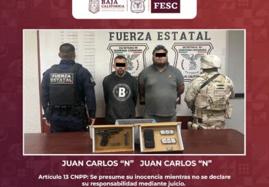 CAPTURAN FUERZA ESTATAL Y SEDENA A DOS HOMBRES ARMADOS EN MEXICALI