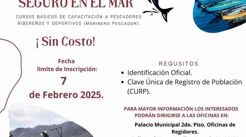 INVITA GOBIERNO DE ROCIO ADAME A PESCADORES RIBEREÑOS Y DEPORTIVOS AL CURSO «SEGURO EN EL MAR»