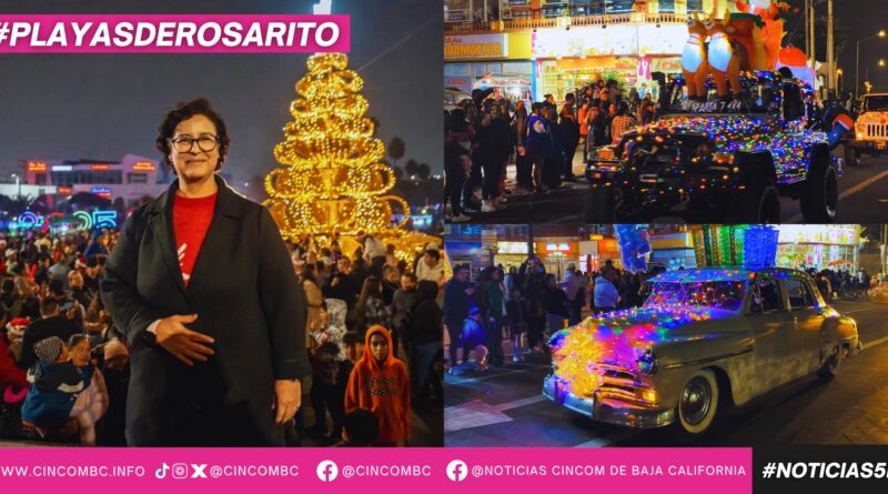 Alcaldesa Rocio Adame Muñoz encabeza una noche de júbilo con el Gran Desfile Navideño y el Encendido del Árbol en Playas de Rosarito