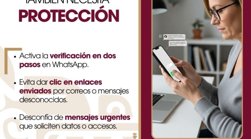 Alerta SSPCM por incremento en robo de cuentas de WhatsApp mediante correos y enlaces falsos