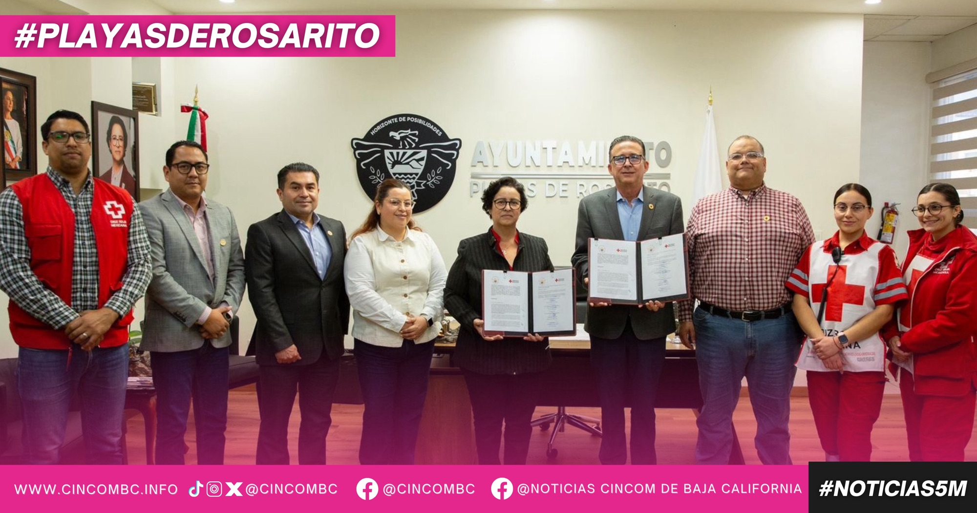Firma el 10° Ayuntamiento de Playas de Rosarito convenio de colaboración con Cruz Roja Mexicana en beneficio de las familias rosaritenses