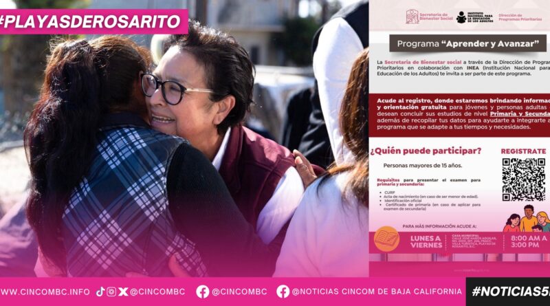 Rocío Adame impulsa la educación de jóvenes y personas adultas con el programa “Aprender y Avanzar” en Playas de Rosarito