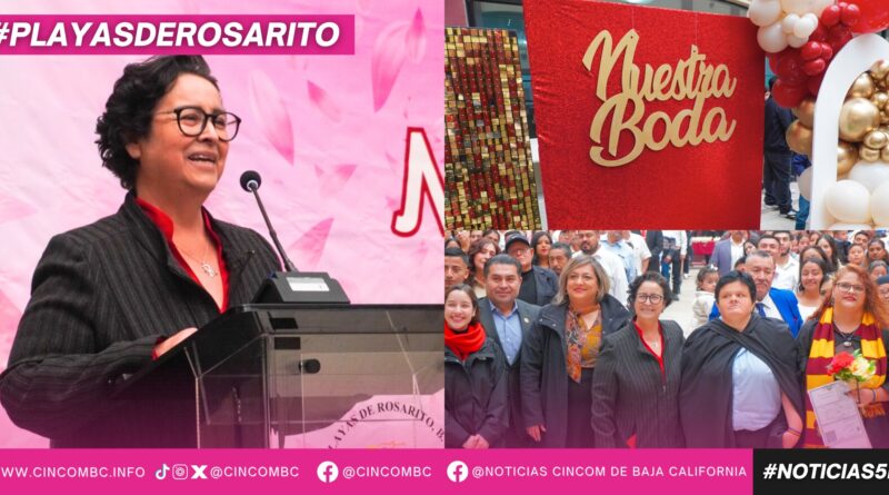Fortalece el 10° Ayuntamiento de Playas de Rosarito el núcleo familiar con exitosa jornada de Matrimonios Colectivos.