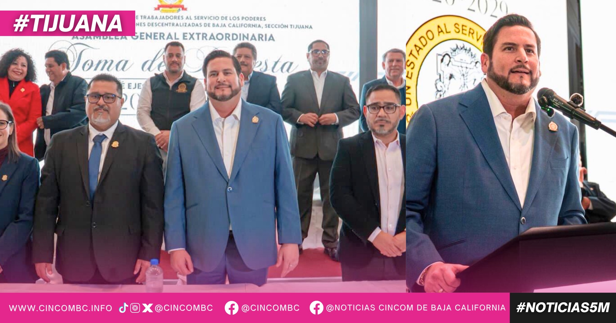 Refrenda Ismael Burgueño coordinación con Sindicato de Burócratas en toma de protesta del Comité Ejecutivo Seccional 2026-2029