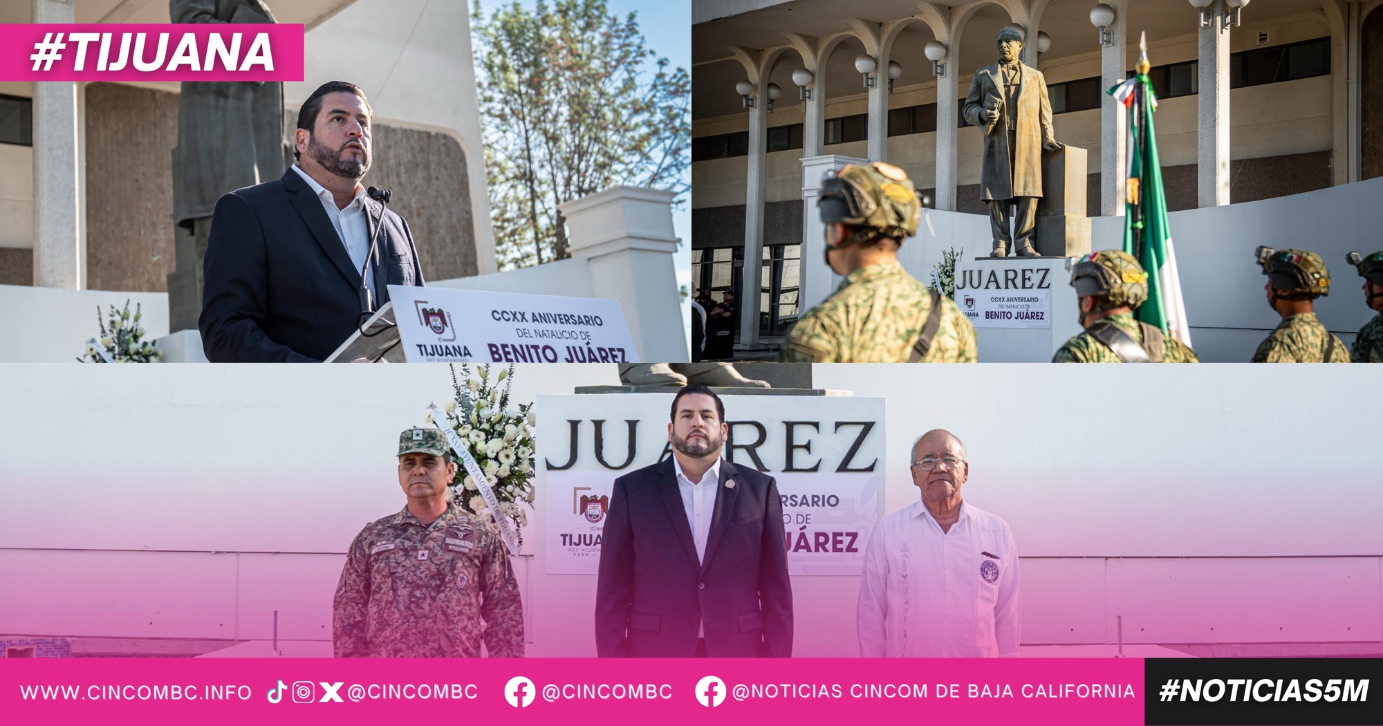Encabeza presidente municipal Ismael Burgueño la ceremonia conmemorativa del 220 Aniversario del natalicio de Benito Juárez García