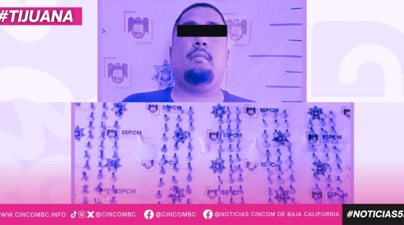 Captura Policía Municipal de Tijuana a persona con 150 dosis de cristal