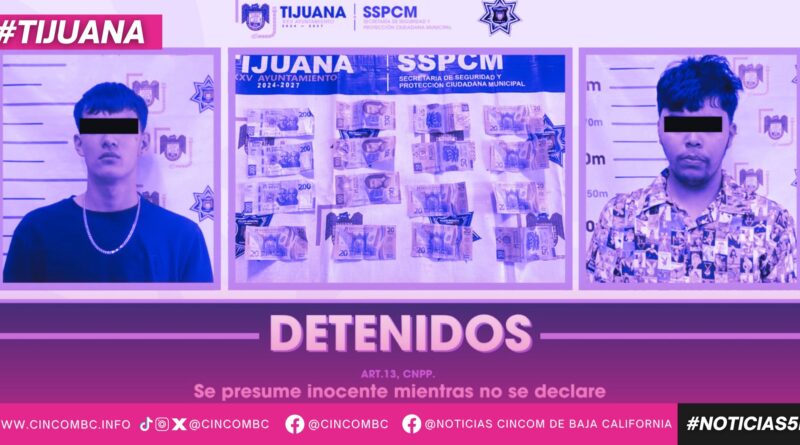 Asegura Policía Municipal de Tijuana a dos personas señaladas como presuntos responsables del delito de robo a conductor de transporte público Asegura Policía Municipal de Tijuana a dos personas señaladas como presuntos responsables del delito de robo a conductor de transporte público