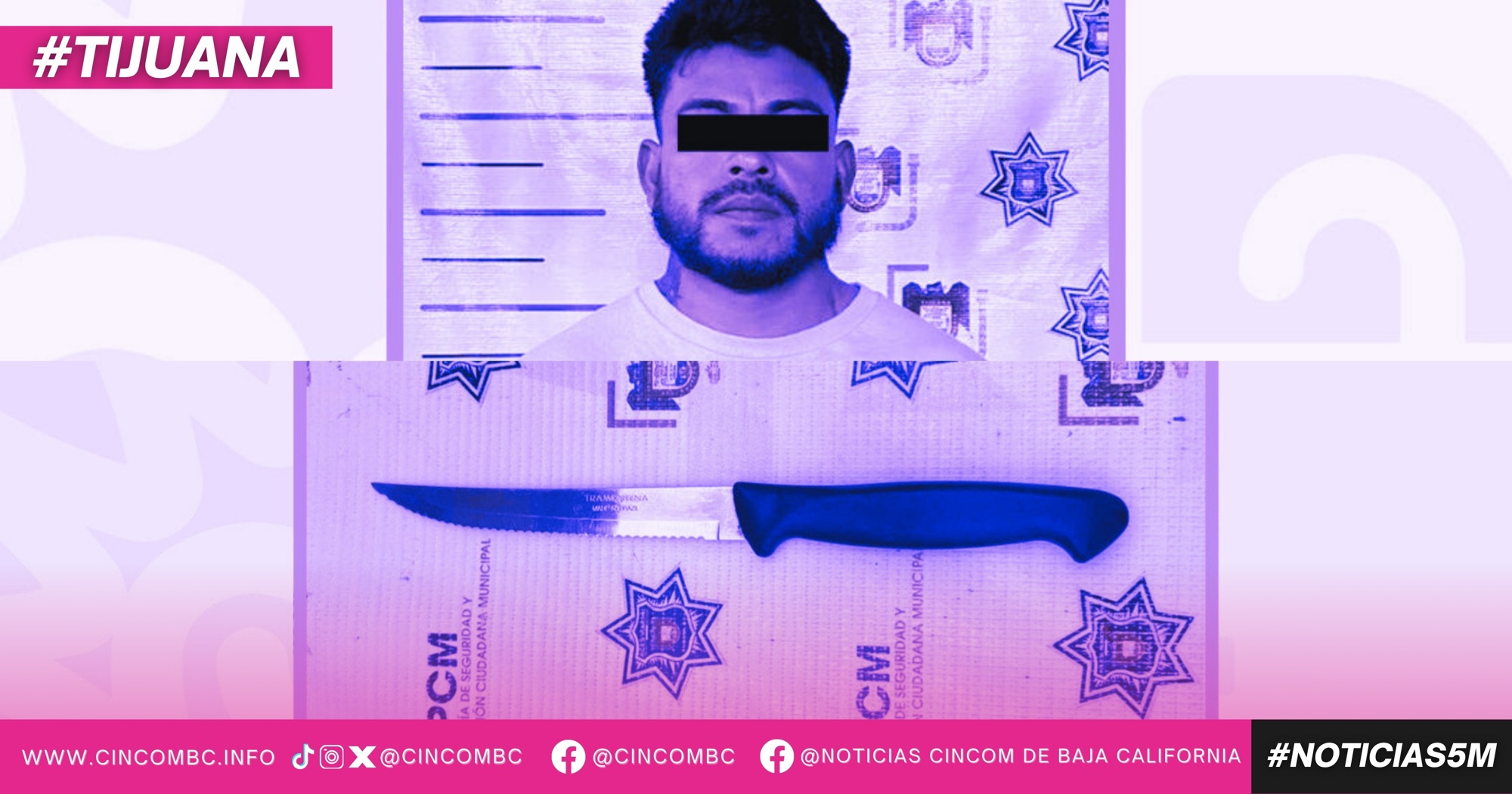 Detiene Policía Municipal de Tijuana a sujeto por agresión con arma blanca en Urbi Villa del Prado