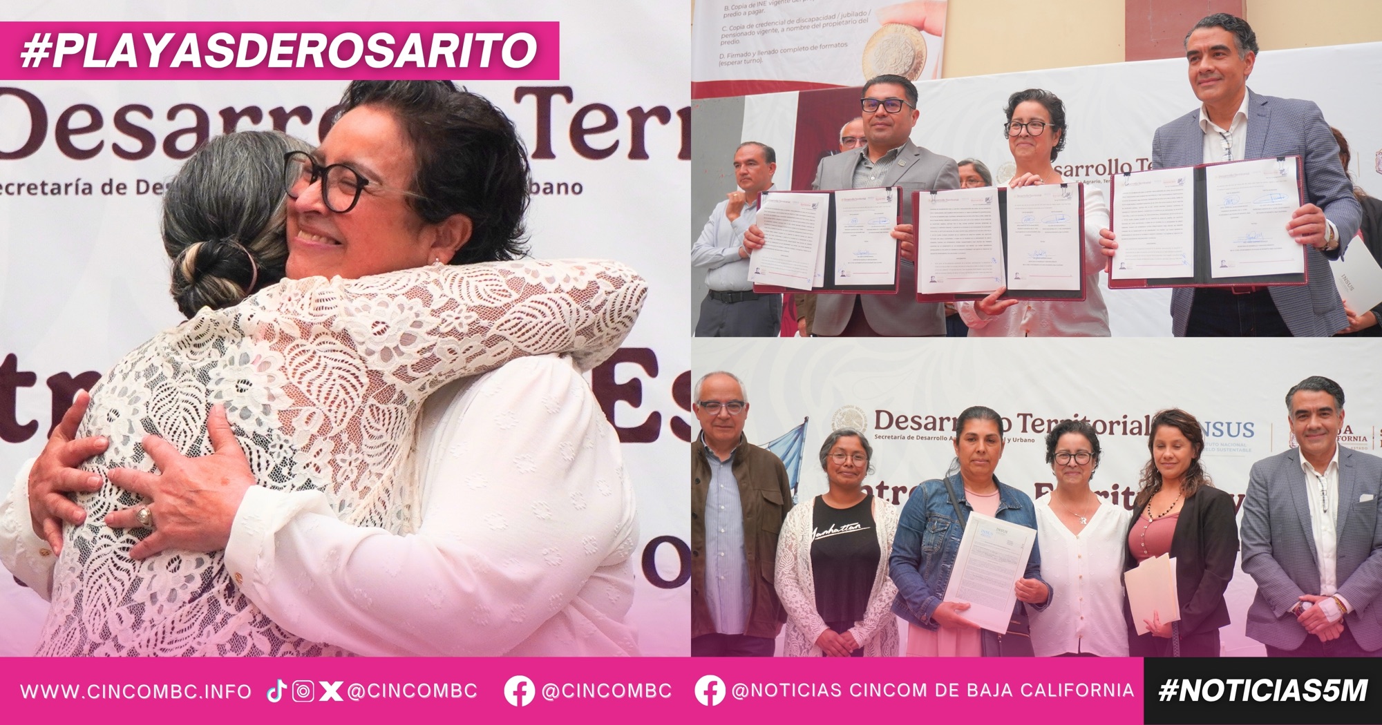 Gobierno de Rosarito fortalece la certeza jurídica con entrega de 50 escrituras y firma de convenio con INSUS