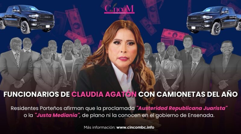 FUNCIONARIOS DE CLAUDIA AGATÓN CON CAMIONETAS DEL AÑO