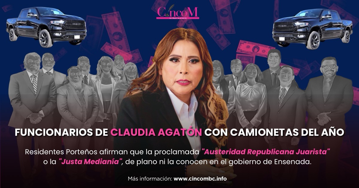 FUNCIONARIOS DE CLAUDIA AGATÓN CON CAMIONETAS DEL AÑO