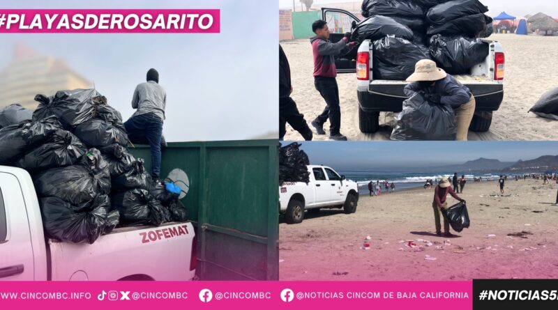 Refuerza 10° Ayuntamiento labores de limpieza y vigilancia en playas de Rosarito