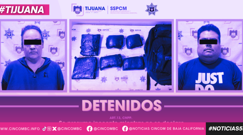 Frustra Policía Municipal caso de ‘mula ciega’; detienen a dos personas en operativo coordinado en Zona Norte