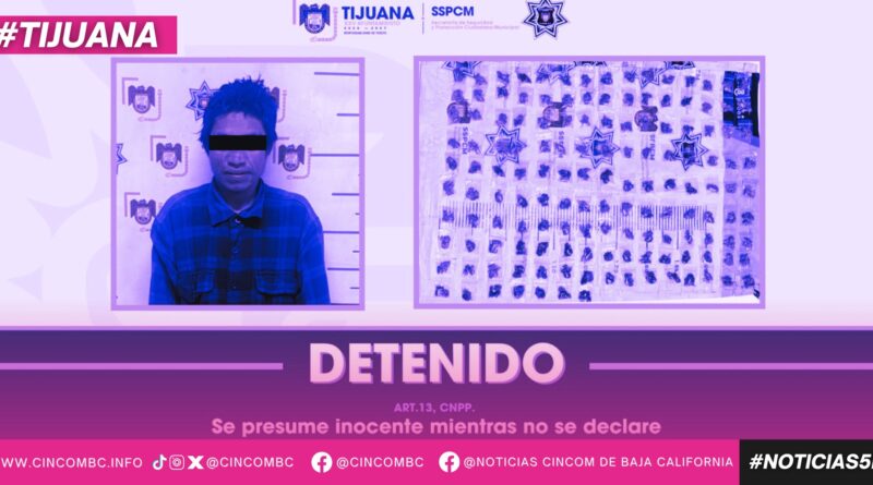 Detienen agentes municipales a sujeto por delitos contra la salud