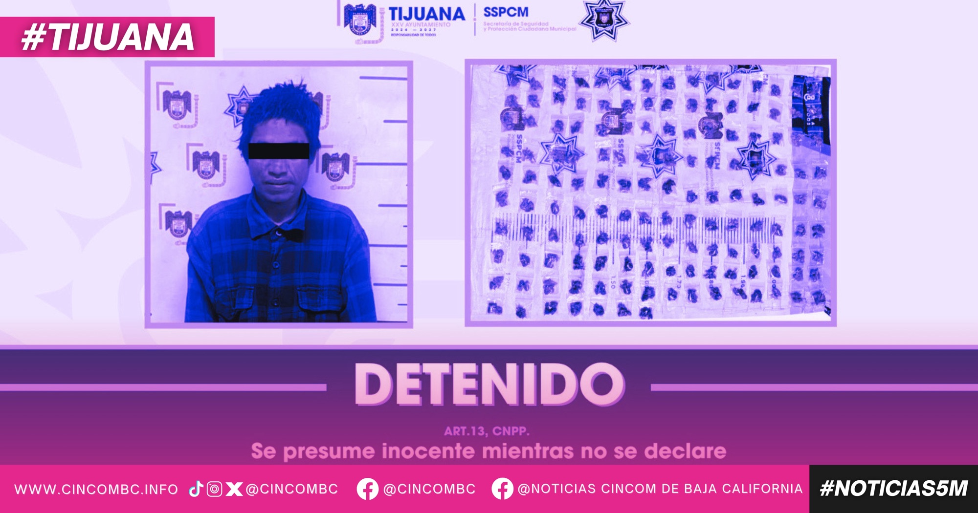 Detienen agentes municipales a sujeto por delitos contra la salud