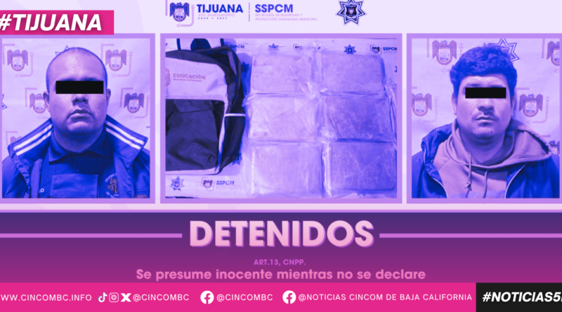 Detiene Policía Municipal de Tijuana, en coordinación con SEDENA, a dos personas con más de 7 kilos de presunta cocaína en Zona Norte