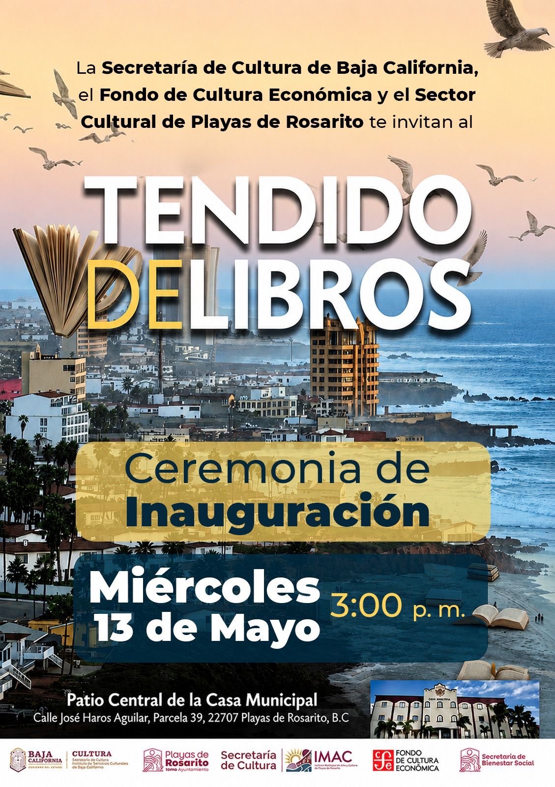 Invita Gobierno de Playas de Rosarito a disfrutar del Gran Tendido de Libros durante tres días de actividades culturales