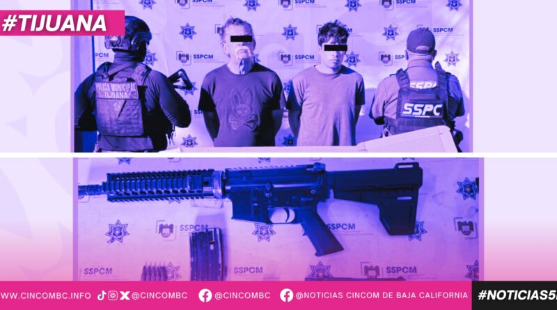 Asegura Policía Municipal de Tijuana a dos personas en posesión de armas de fuego Asegura Policía Municipal de Tijuana a dos personas en posesión de armas de fuego