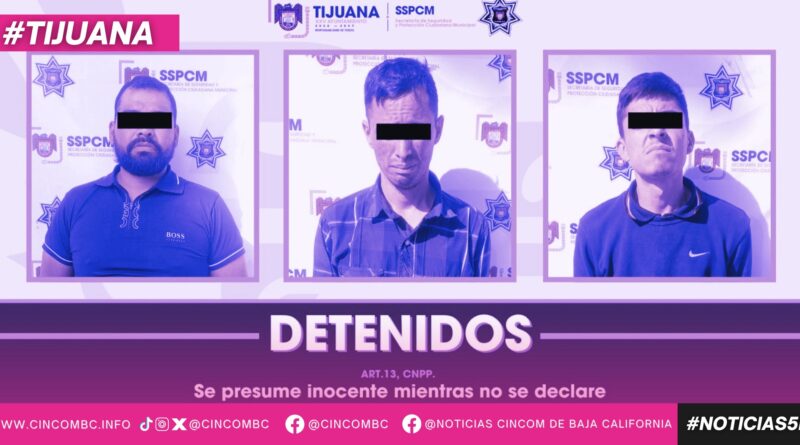 Arresta Policía Municipal a tres hombres por presuntos delitos contra la salud