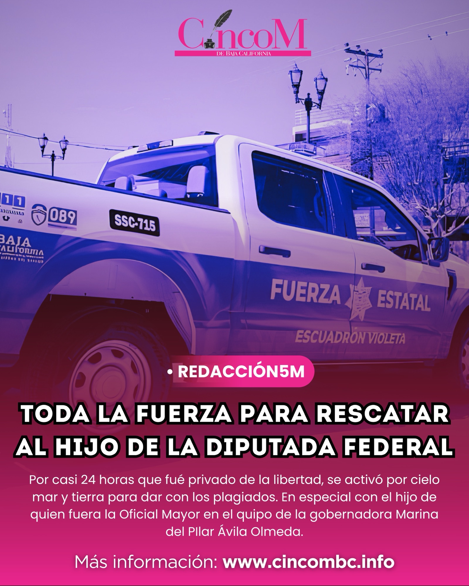 TODA LA FUERZA PARA RESCATAR AL HIJO DE LA DIPUTADA