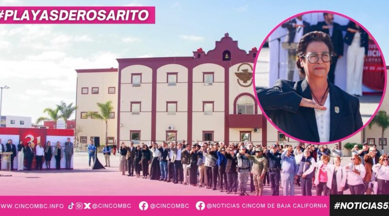 Con orgullo e identidad, conmemora Rocío Adame el 31 Aniversario de la Municipalización de Playas de Rosarito con el Izamiento de la Bandera Nacional.