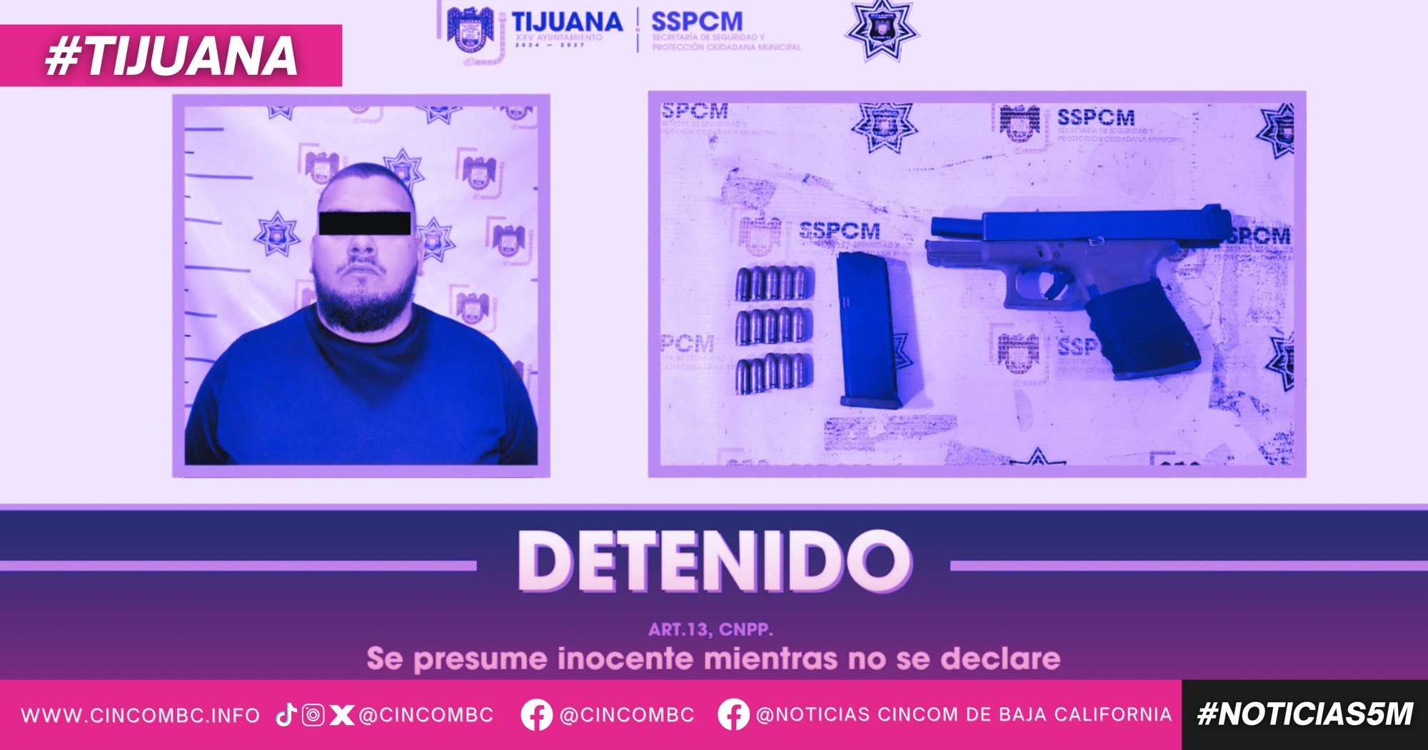 Asegura Policía Municipal de Tijuana a persona tras realizar amenazas y presunta portación de arma de fuego