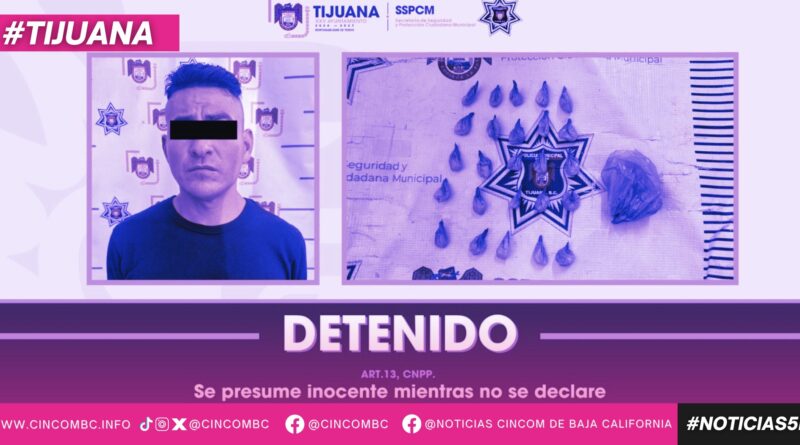 Asegura Policía Municipal de Tijuana a objetivo prioritario relacionado con robos a comercios; le decomisan presuntas dosis de ´cristal´