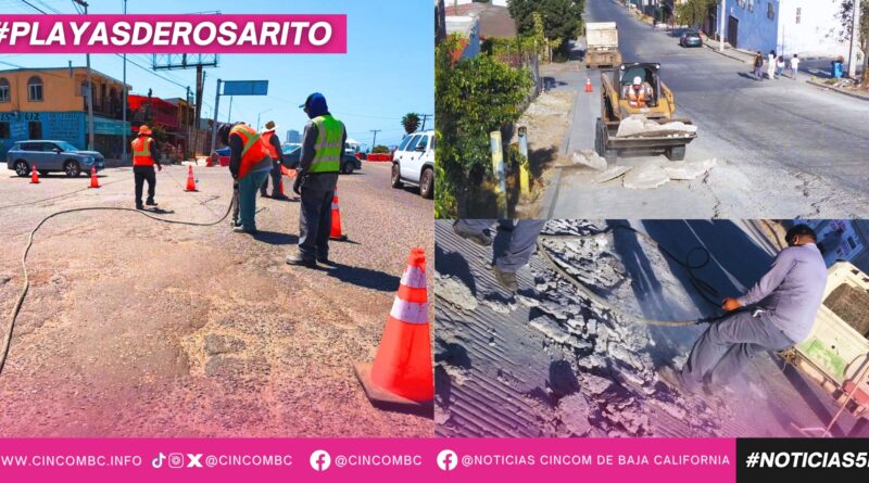 Gobierno de Playas de Rosarito continúa campaña de bacheo y libera vialidad en la colonia Constitución tras retiro de concreto Gobierno de Playas de Rosarito continúa campaña de bacheo y libera vialidad en la colonia Constitución tras retiro de concreto