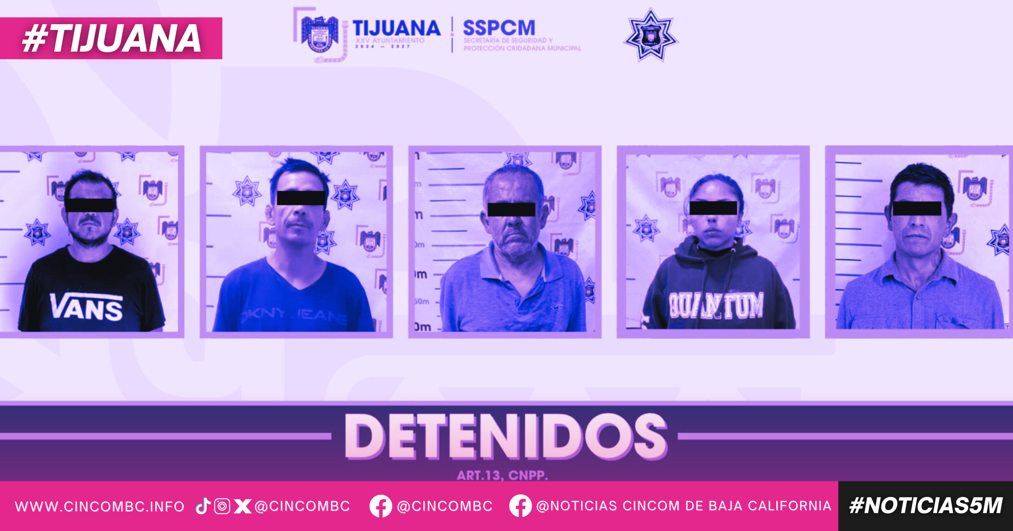 Aseguran oficiales de la SSPCM a cinco personas con órdenes de aprehensión vigentes durante recorridos preventivos