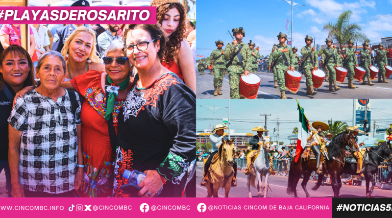 Presidenta Rocio Adame Muñoz encabeza desfile cívico por el 216 Aniversario de la Independencia de México en Playas de Rosarito