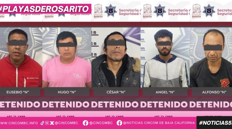 Policía Municipal detiene a cinco personas por probables delitos contra la salud en hechos distintos