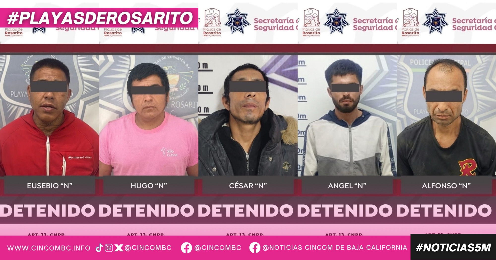 Policía Municipal detiene a cinco personas por probables delitos contra la salud en hechos distintos