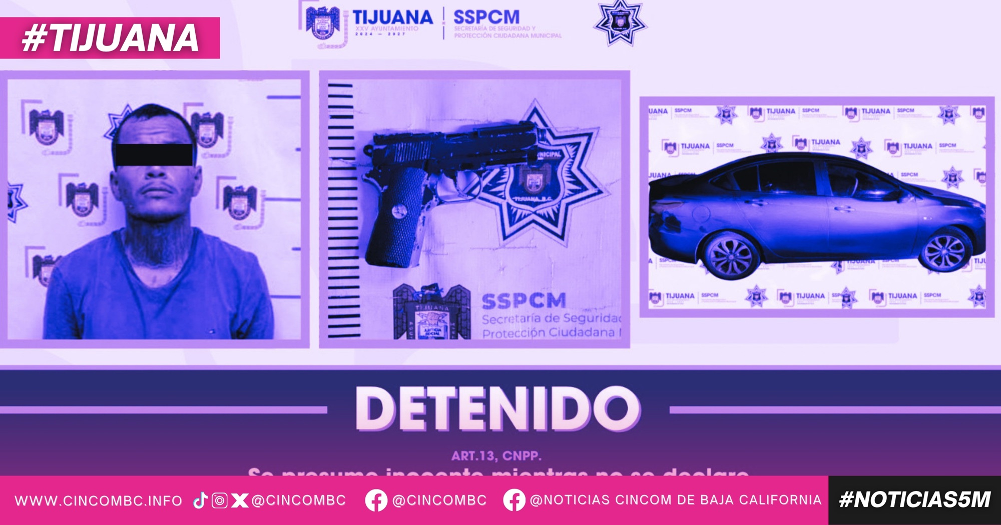 Detienen agentes de la SSPCM a hombre señalado por robo con violencia de vehículo y presunta portación de una pistola