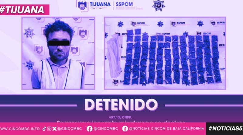 Arrestan elementos de la SSPCM a hombre por posesión de más de 90 envoltorios con presunta marihuana