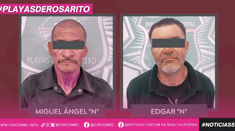 Policía Municipal asegura vehículo con reporte de robo y detiene a dos personas
