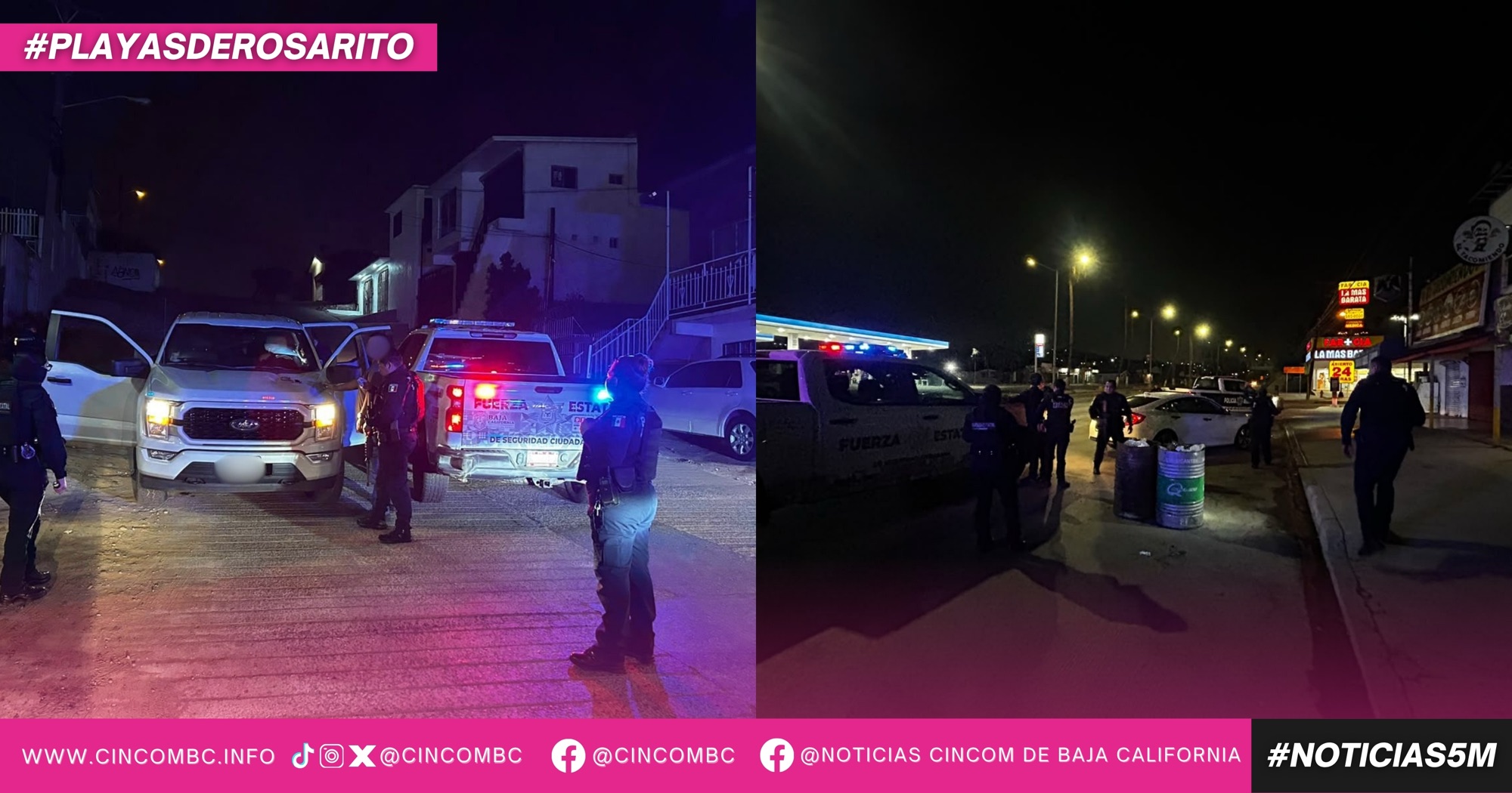 Secretaría de Seguridad Ciudadana refuerza la vigilancia preventiva mediante operativos coordinados en distintas colonias de Rosarito